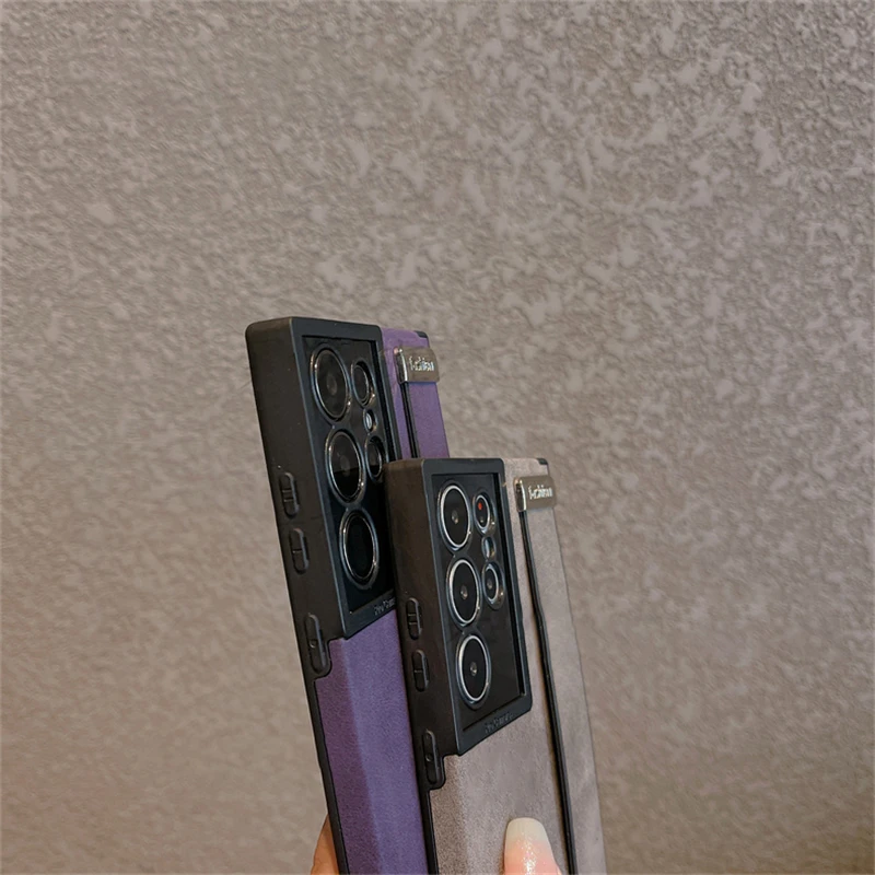 Роскошный замшевый кожаный чехол с ремешком на запястье для Samsung Galaxy S24 Ultra S23 S22