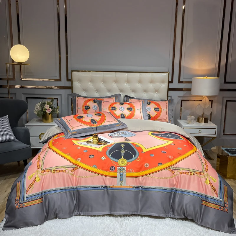 

New Style Washed Silk Bedding Set Four Piece Queen Size King Size Duvet Cover Bed Sheet Pillow Cover