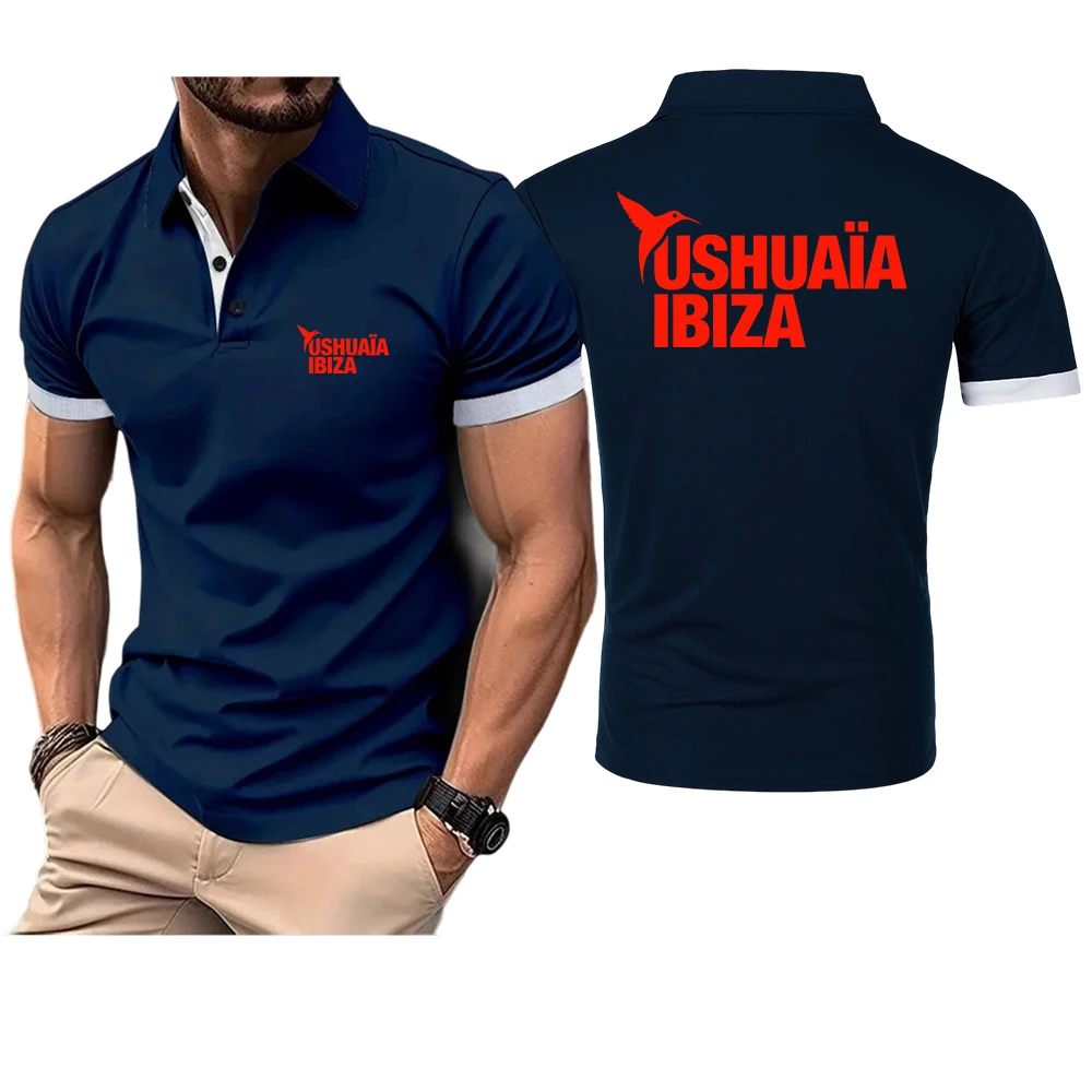 Фото Мужская футболка-поло Ushuaia Ibiza с принтом логотипа, летняя новинка 2026 года, с коротким рукавом, повседневная, деловая, модная, приталенная №3