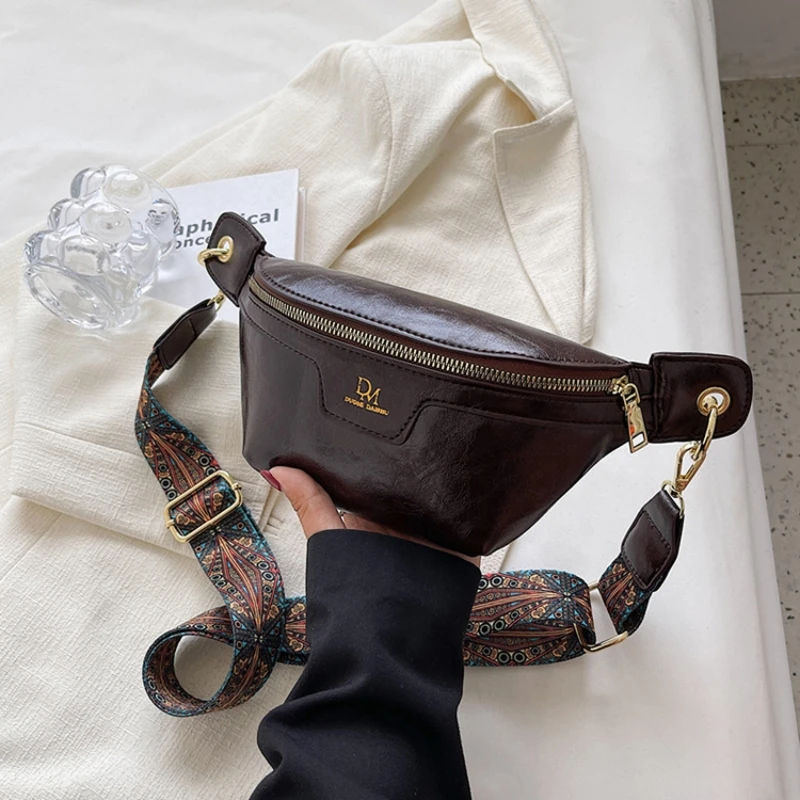 

Vintage Sling Bag For Women Waist Pack Belt Leather Shouder Chest Bag Luxury Designer Ladies Crossbody Bags Purse Fanny Pack