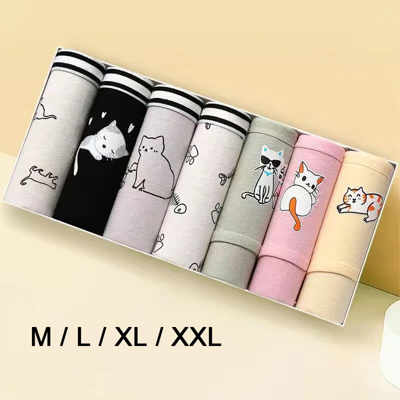 

7 шт./комплект, женские хлопковые трусы с мультяшным принтом