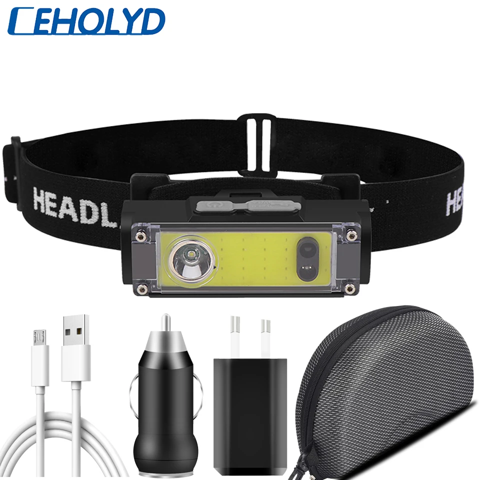 

XP-G Q5 Mini LED HeadLamp USB Rechargeable Headlight Light Weight Portable Head Flashlight Lamp White & Red Lantern Light Torch