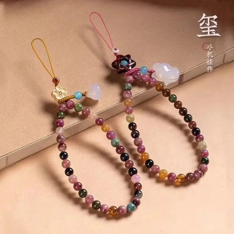 Оригинальный натуральный турмалин мобильный телефон Китай античный Лотос во