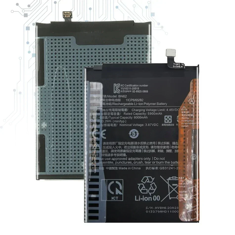Сменный аккумулятор BN62 BN54 BN55 для Xiaomi Redmi Note 9 5G Note9 9s Note9s 10X 4G Redmi10X