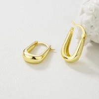 fashion classic glossy metal hoop earrrings minimalism geometric oval drop earrings for women temperament jewelry gift
