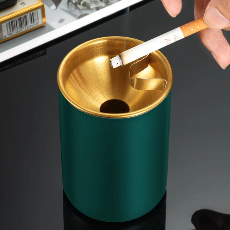 

House Ashtray Round Windproof Stainless Steel Smokeless Cigar Ashtray Terrace Indoor Home Decoration Outdoor Ashtray Cupel