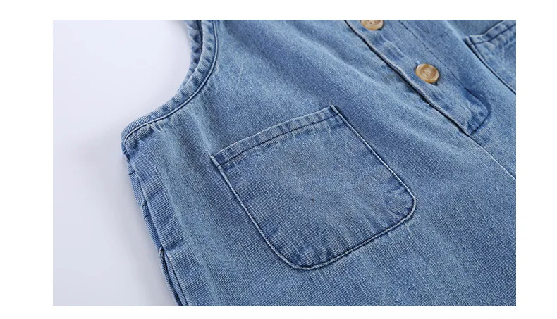 Комбинезон детский однотонный джинсовый с широкими штанинами свободный