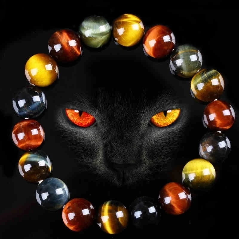 Fashion Colorful Tiger Eyes Beads Bracelet 10mm 12mm 14mm Men Charm Natural Stone Braslet for Man Handmade Jewelry Gifts