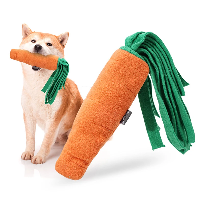 Dog Sniffing Toys for Small Dog Carrot Shape Squeaky Interactive Snuffle Training Food Slow Feeder Pet Nosework Toy Puppy Toys