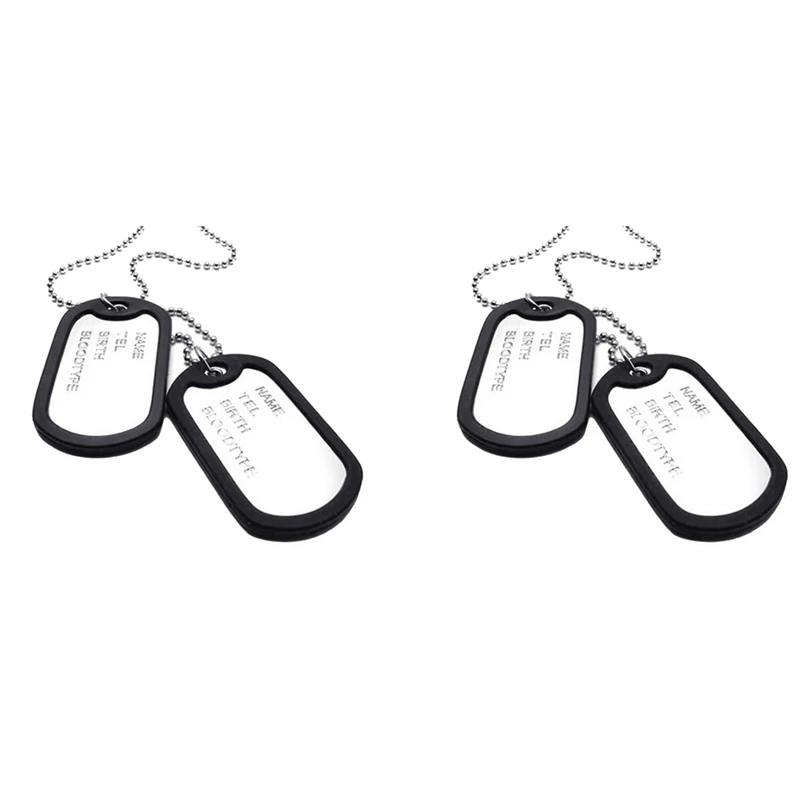 

Акция! 2 шт., мужское ожерелье, 2 бирки, подвеска в виде собаки с цепочкой 68 см, серебристо-черный цвет