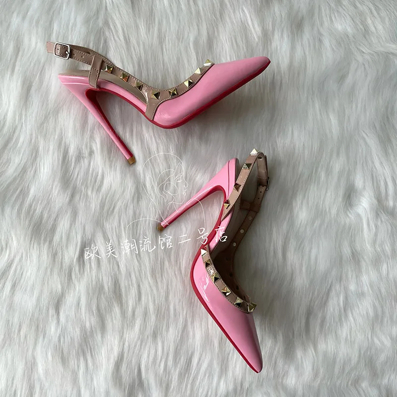 Бесплатная доставка новинка 2023 стильные розовые блестящие кожаные