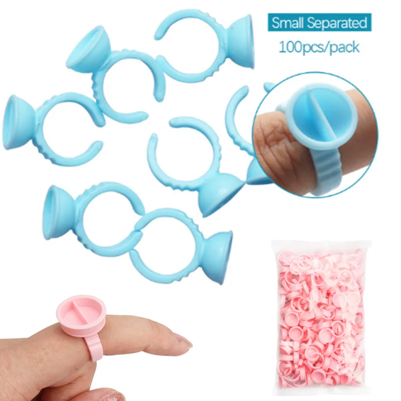 

100pcs Disposable Permanent Makeup Ring Eyelashes Extension Adhesive Glue Holder Plastic Pigment Ring Tattoo Ink Cup Accessories