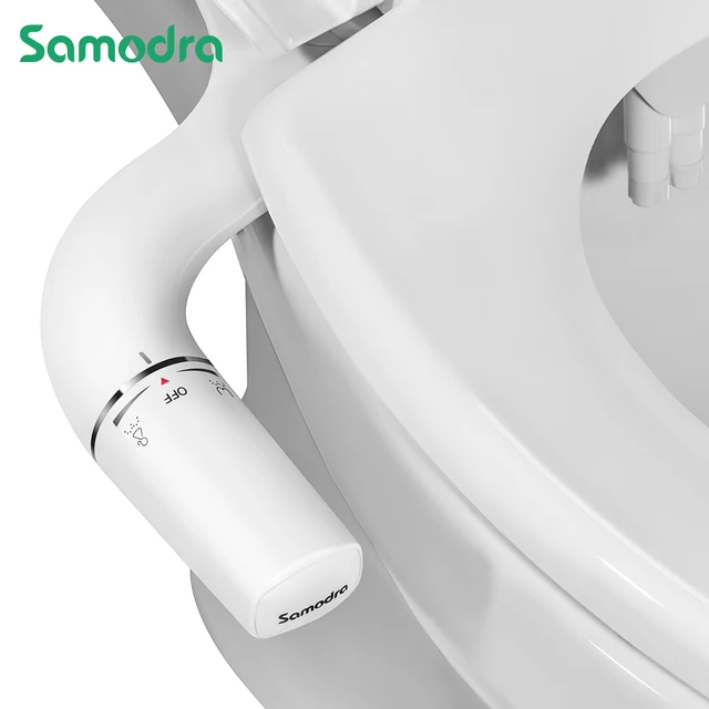 Samodra bidet attachment ultra-slim toilet seat attachment dual nozzle bidet adjustable water pressure non-electric ass sprayer