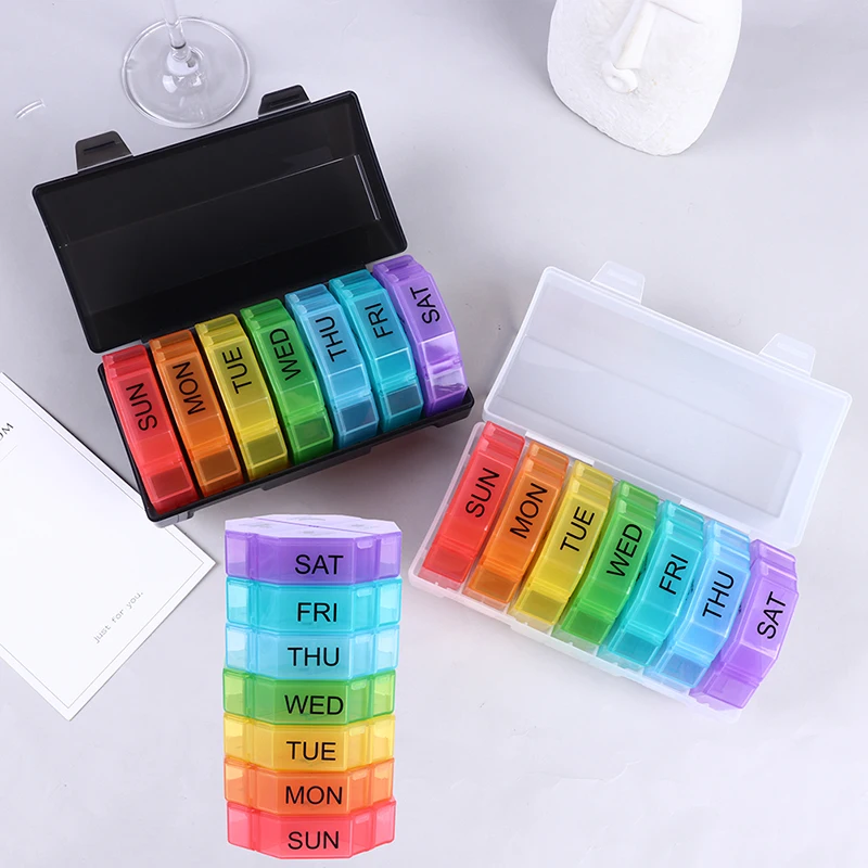 

7 Days Daily Pill Box for Medicine French Holder Drug Case Weekly Pill Organizer Tablet Container Waterproof Secret Compartments