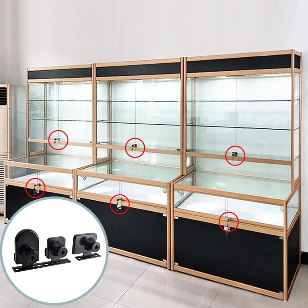 

Showcase Cabinet Lock Accessories Black Cabinet Display For 5-8mm Glass Glass Door Metal No Drilling Brand New