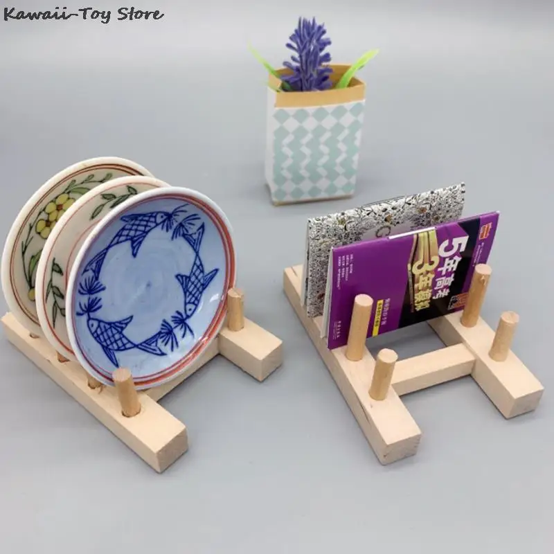 

Dollhouse Miniature Display Shelf Wooden Newspaper Magazine Rack For 1/12 Scale Doll House Decorations