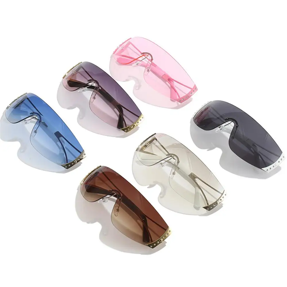 

Women Men Gradient Lens Futuristic Frameless Sun Glasses Flat Top Sunglasses Y2K Sunglasses Wrap Around