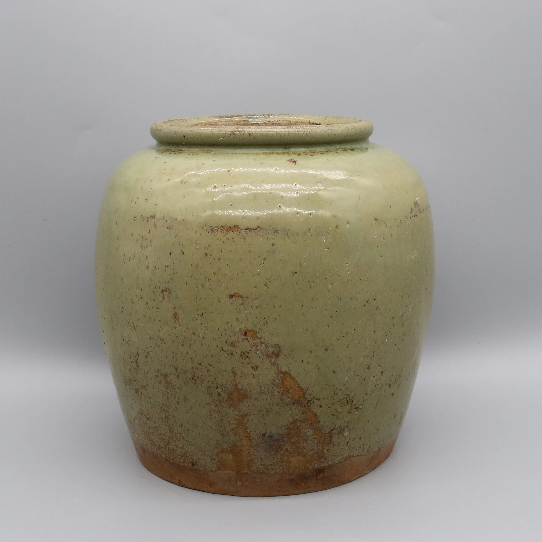 

Old pot, green glazed pot, flower vase, home decoration