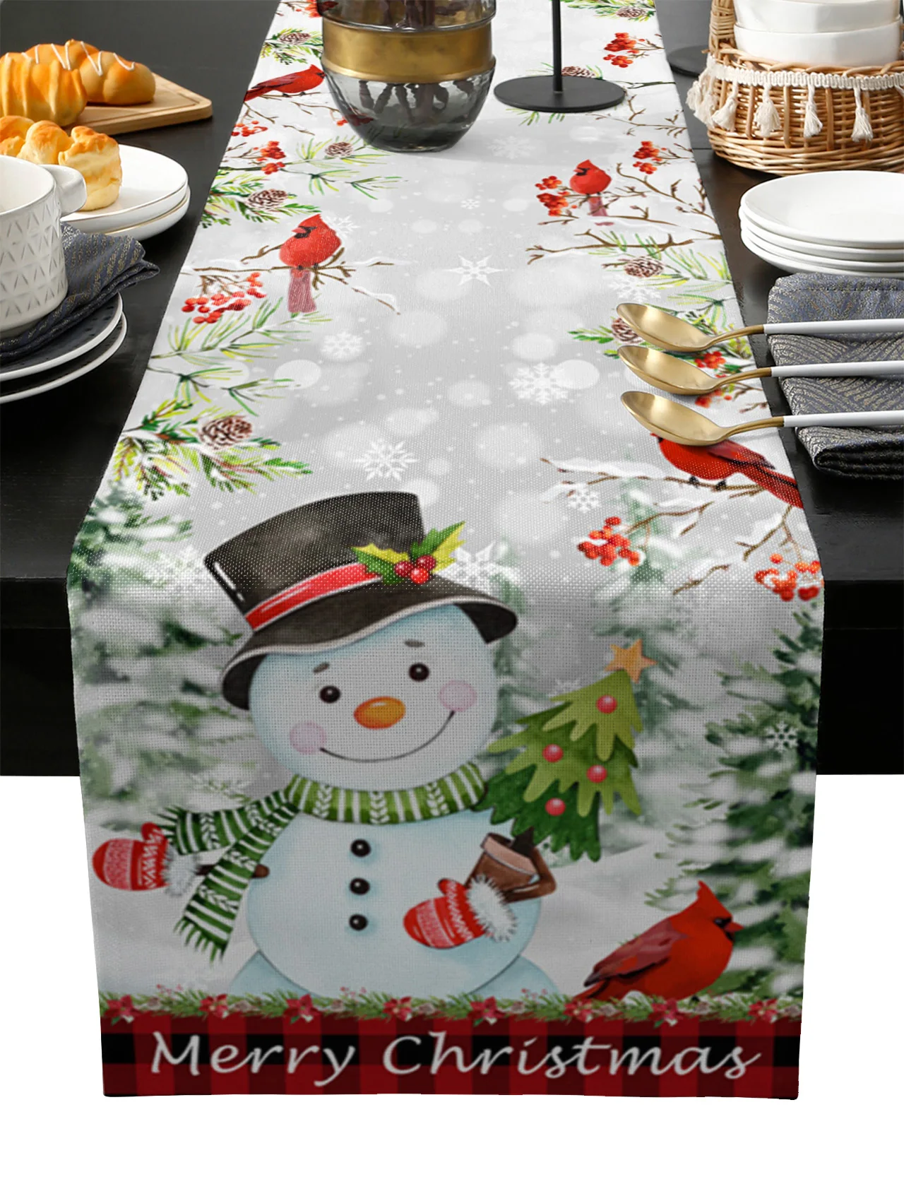 

Christmas Snowman Table Runner Wedding Festival Table Decoration Home Decor Kitchen Table Runners Placemats
