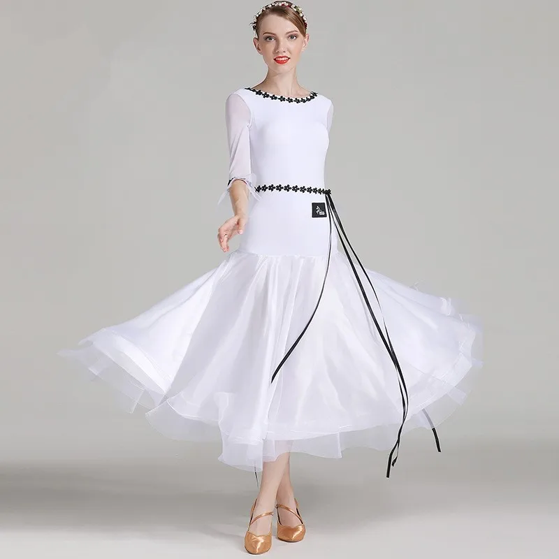 

Wholesale Women Girls White Sexy Elegant International Standard Ballroom Dress