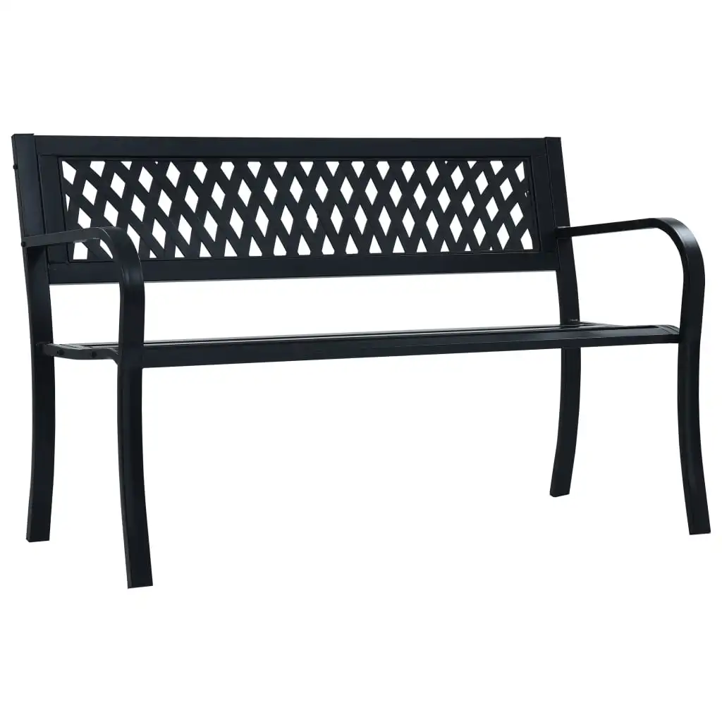 

Garden Patio Bench, Outdoor Seating, 125 cm Black Steel