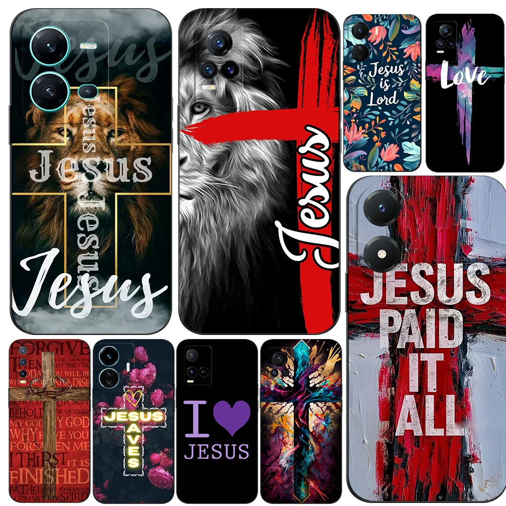 Черный чехол ТПУ для VIVO Y20 Y11S Y20I Y20S Y20A Y20G Y20T Y20SG Y21T Y21A Y21E Y21S Y21 2021 Иисус крест арт