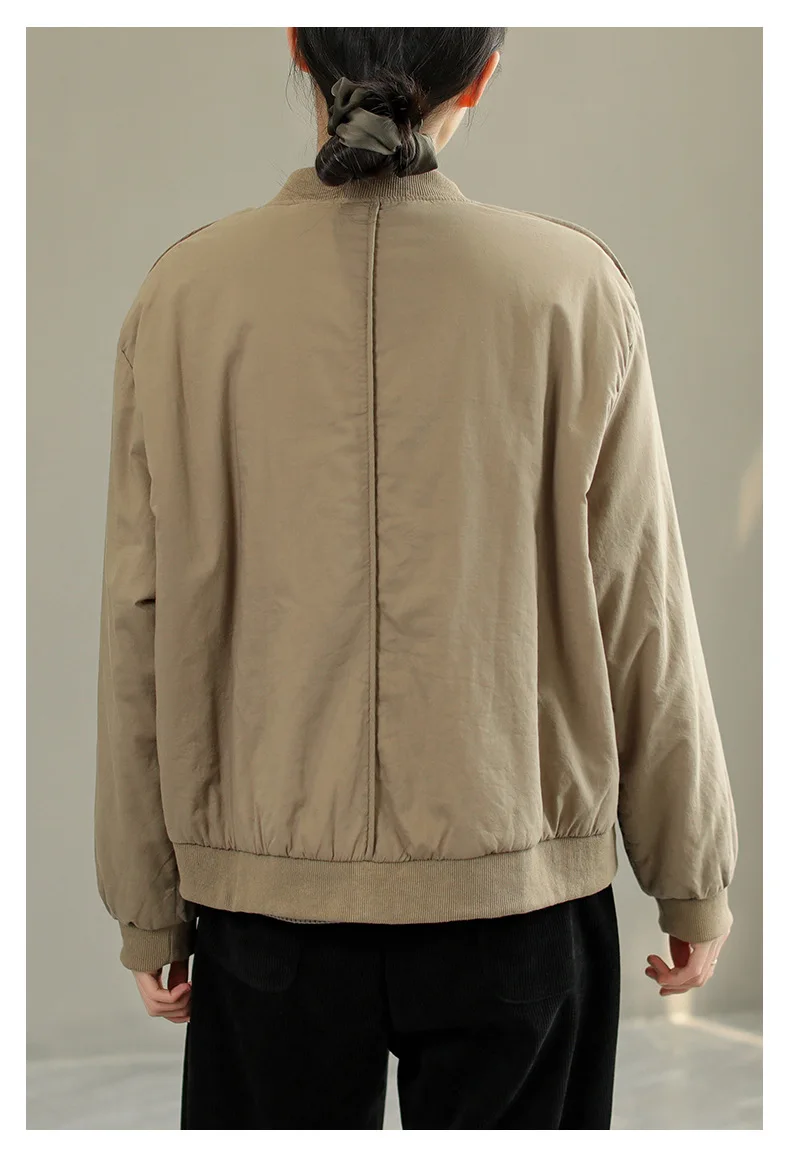Solid Color Loose Casual Warm Cotton Jacket for Women Autumn Winter 2022 New Fashion Korean Long Sleeve Single Breasted Coat