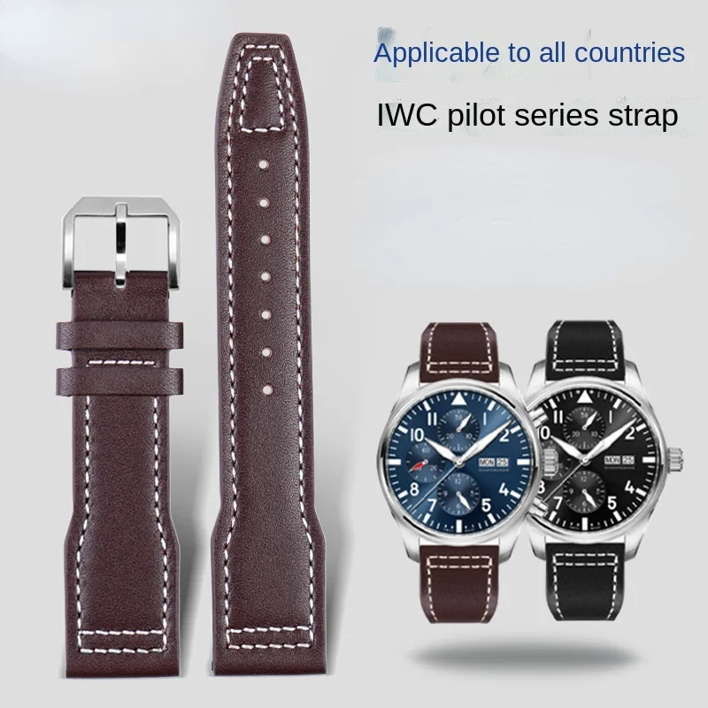 

Ремешок для часов Iwc Pilots Little Prince Iw327004/iw377714 Mark16/17/18, португальский кожаный ремешок 20, 21 мм, мужской браслет