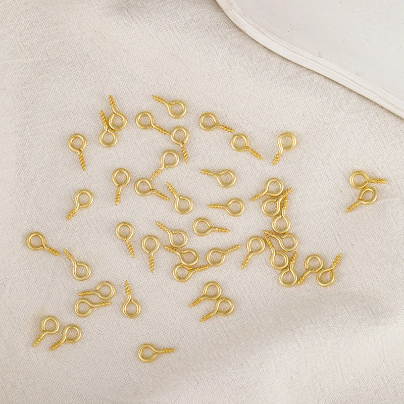 Brass Screw Eye Pins for Handmade Jewelry Findings Mini Hooks Drilled Threaded 8mm 10mm Eyelets Bail Pegs Diy Craft Accessories