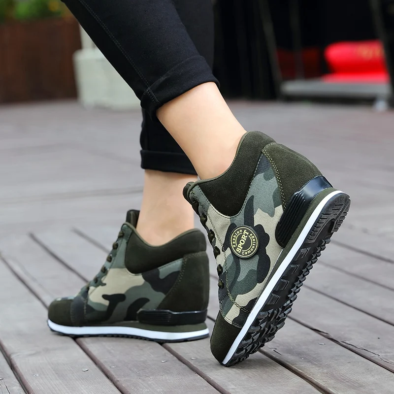 Women‘s Shoes Platform Wedge Heel Sneakers Walking Shoes Camouflage Height Inceasing Sneakers Zapatos De Mujer