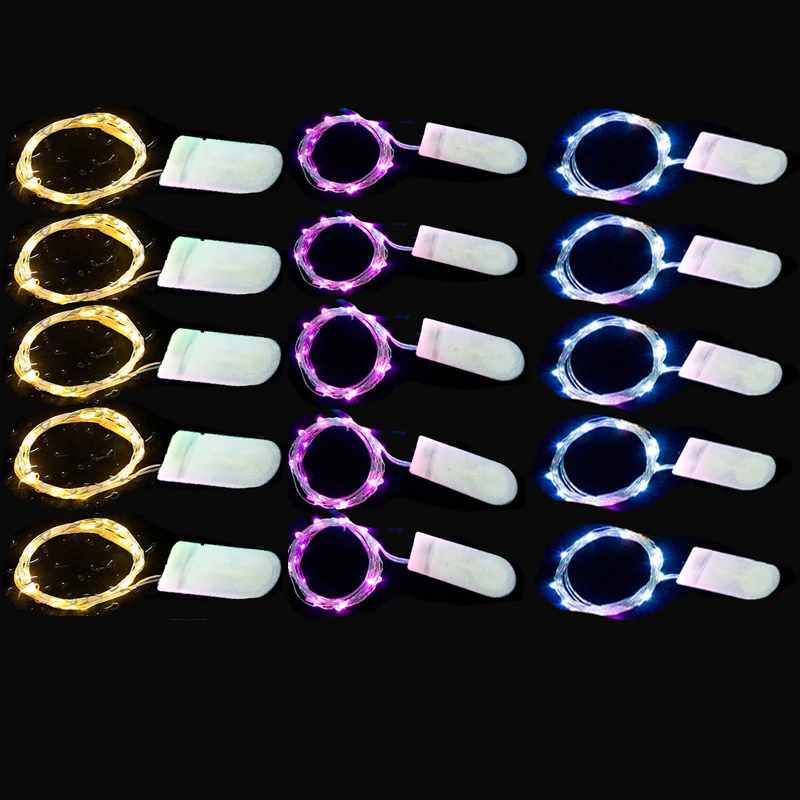 Светодиодная гирлянда из медного провода 5 шт. с питанием от аккумулятора пробка