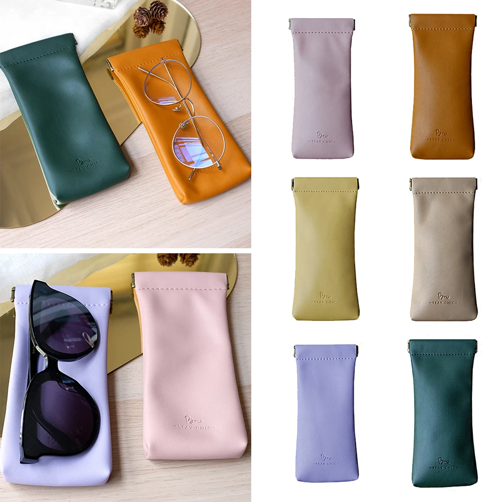 

Soft Leather Reading Glasses Bag Case Waterproof Solid Sun Glasses Pouch Simple Eyewear Storage Bags Eyewear Accessories