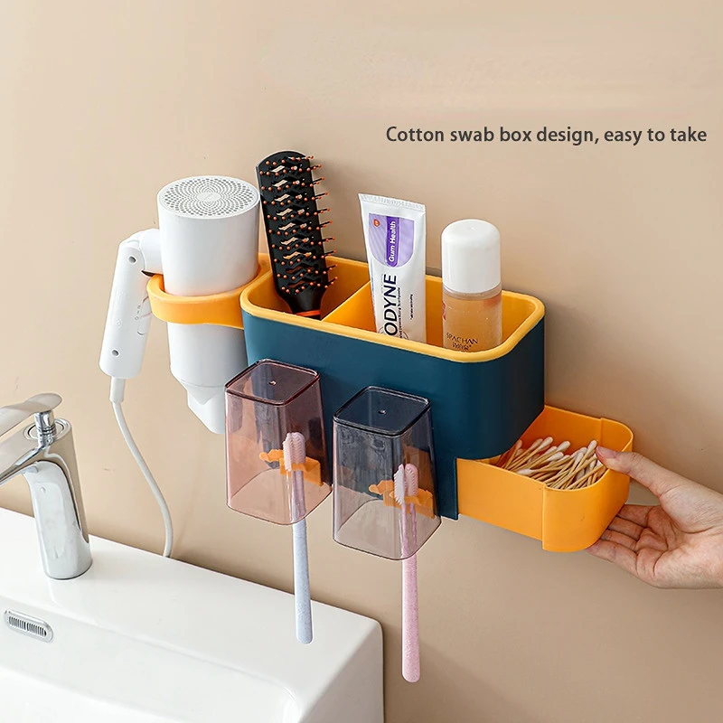 

Free Punch Toothbrush Dryer Rack Bathroom Wall-Mounted Household Mouthwash Cup Holder Brushing Tooth Storage Rack Wall Shelf