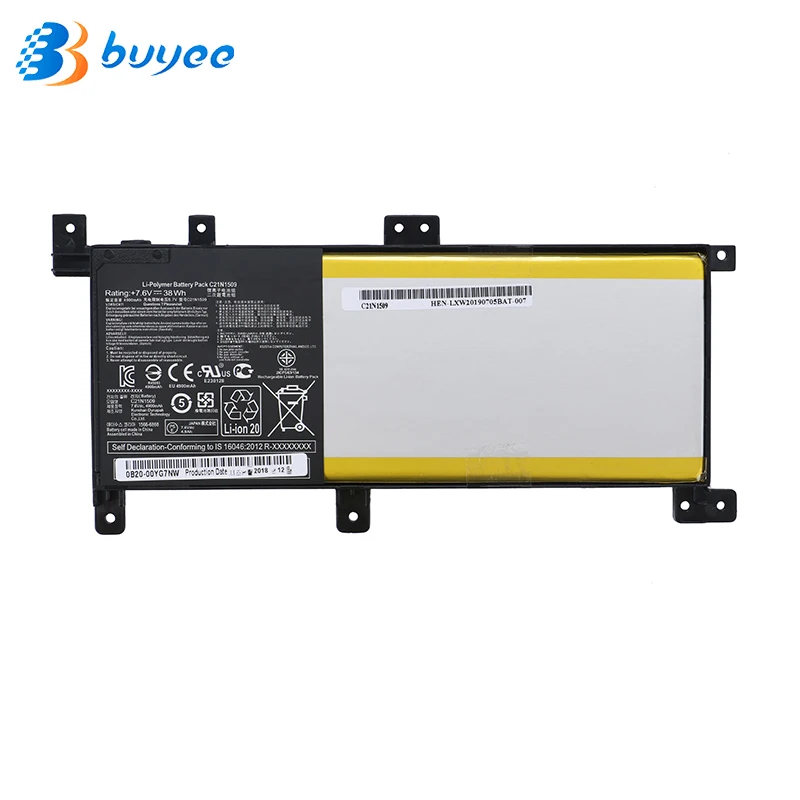 

Аккумулятор для ноутбука C21N1509 7,6 В 38 Вт/ч для ASUS X556UV A556U F556UA K556UA K556UV X556U X556UA X556UB X556UF X556UJ X556UQ