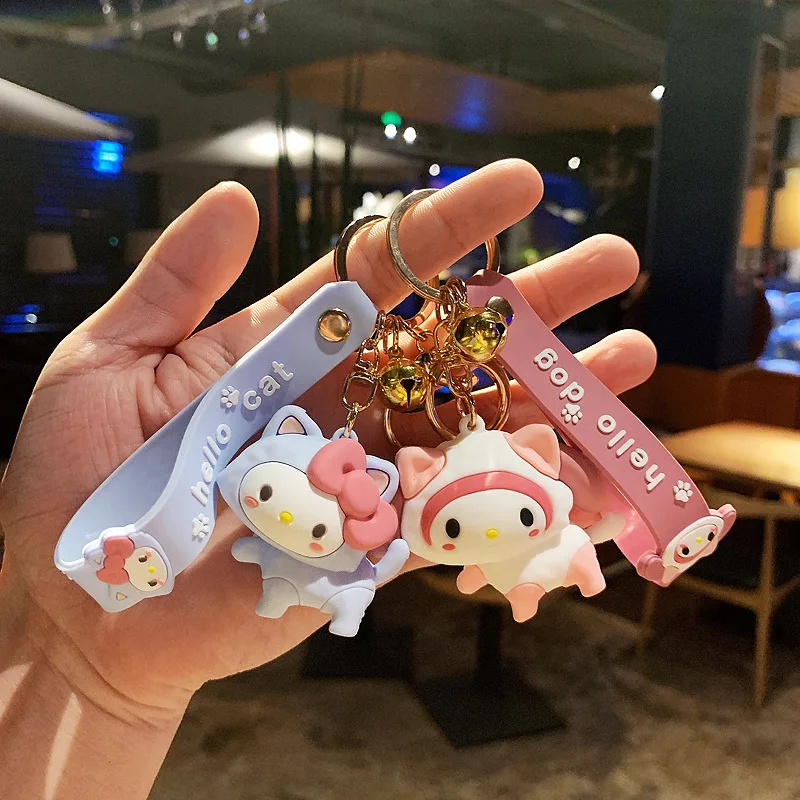 

Sanrio Keychain Yugui Dog Kt Cat Keychain Creative Trinkets Cute Key Pendant Doll Bag Pendant Keychain Valentines Day Gift
