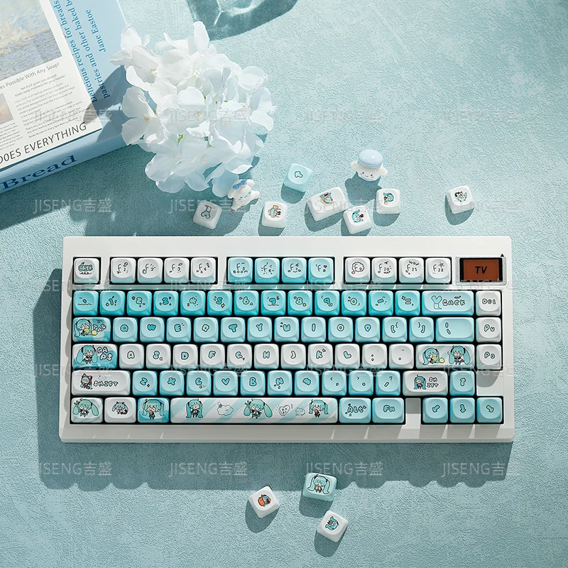 Фото Шляпа Sune Mikuu Theme Keycap Set Custom MOA Profile 142keys PBT MX Switch Artisan Key Cap Игровая механическая клавиатура Аниме Keycap №2