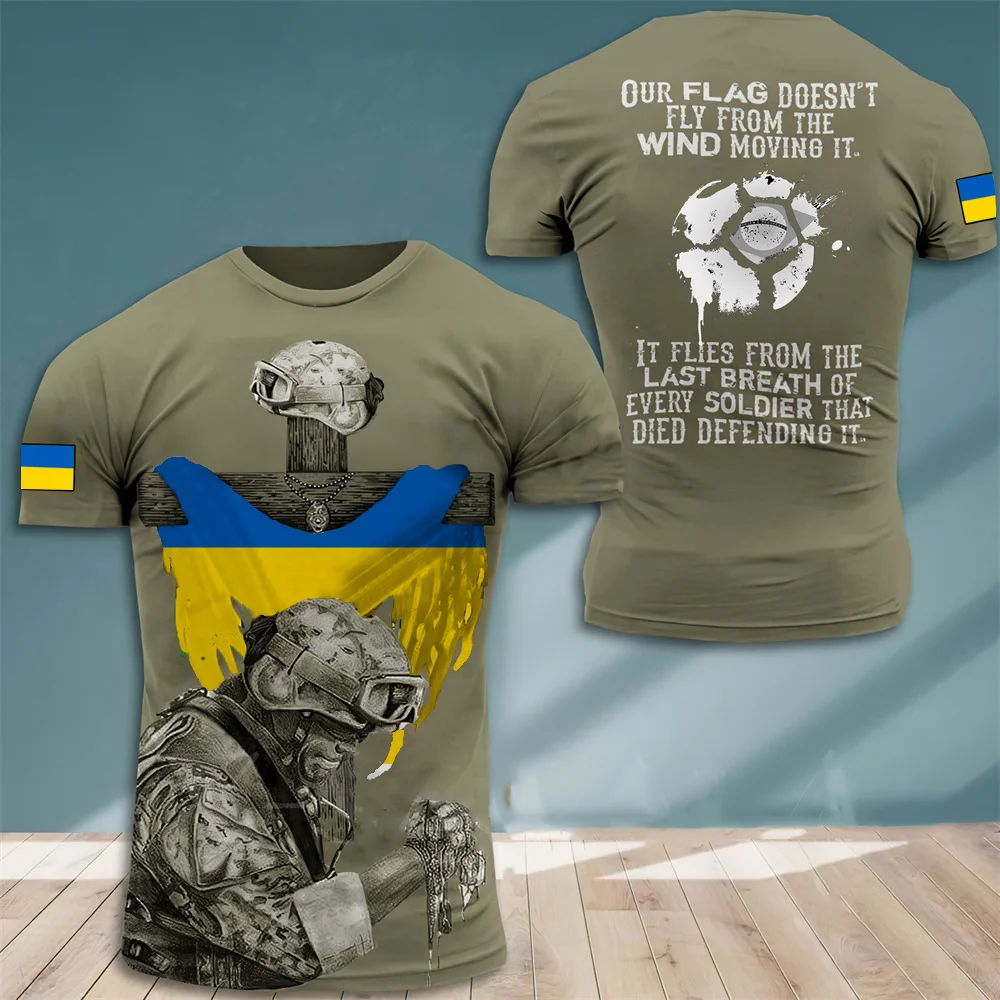 

2022 Ukrainian Flag T-Shirts Men's 3d Print Tops Special Forces Soldier Tee Summer T Shirt Short Sleeve Casual Oversized Clothes