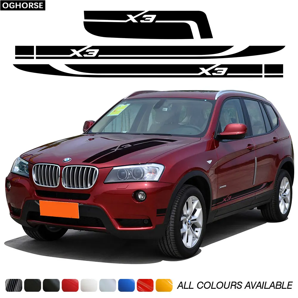 

Аксессуары для BMW X3 2010-2016, автомобильный Стайлинг, крышка капота, наклейка, графические боковые полосы, юбка, виниловые декоративные наклейк...