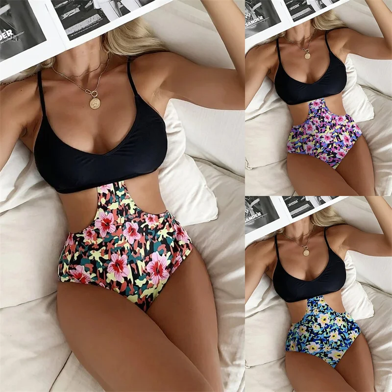 

One Piece Swimsuit Women Swimwear Sexy Flower Bathing Suit