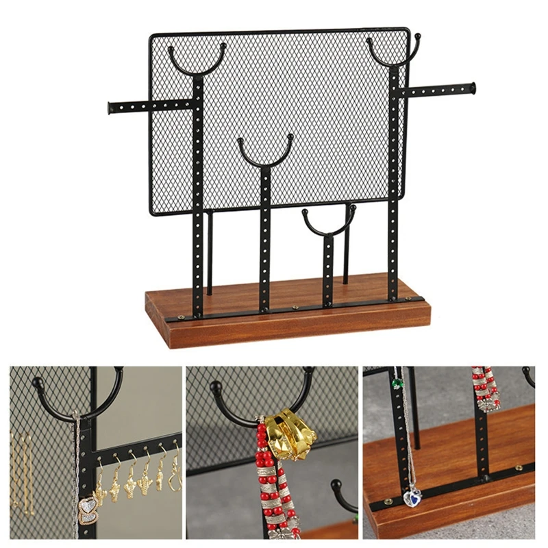 

Подставка для хранения ювелирных изделий, простой черный демонстрационный стенд для часов, браслетов, ожерелий, сережек, колец, хороший под...