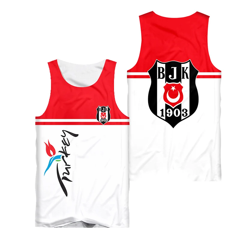 

Besiktas Jersey 3D Harajuku Turkey Football Tank Top Summer Harajuku Printing Istanbul Oversized Fashion Casual Unisex Singlet
