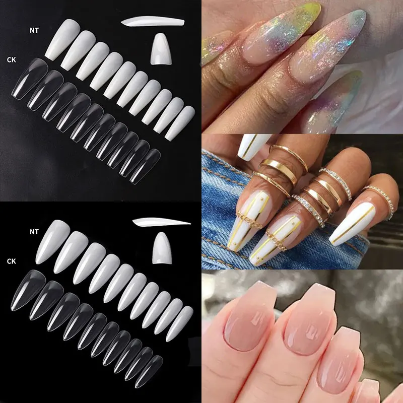 

500 шт. накладные ногти прозрачный цвет наращивание ногтей балерина округлый квадрат для ногтей/пальцев ног полное покрытие накладные акрил...