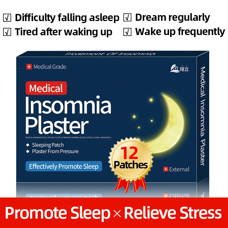 

12 Pieces Sleep Plaster Patch Improve Insomnia Relieving Stress Anxiety Chinese Herbal Head Massage Health Care Sticker