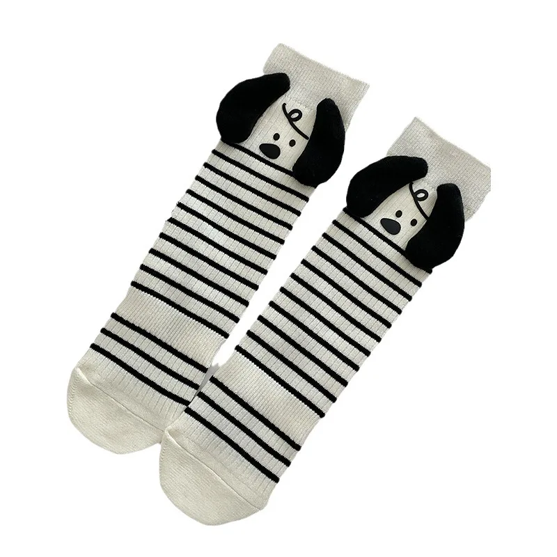 

Black Cute Cartoon Striped Socks Short Women Winter Cotton Casual Fashion Ladies Sock Breathable Warm Wear Harajuku College Sox