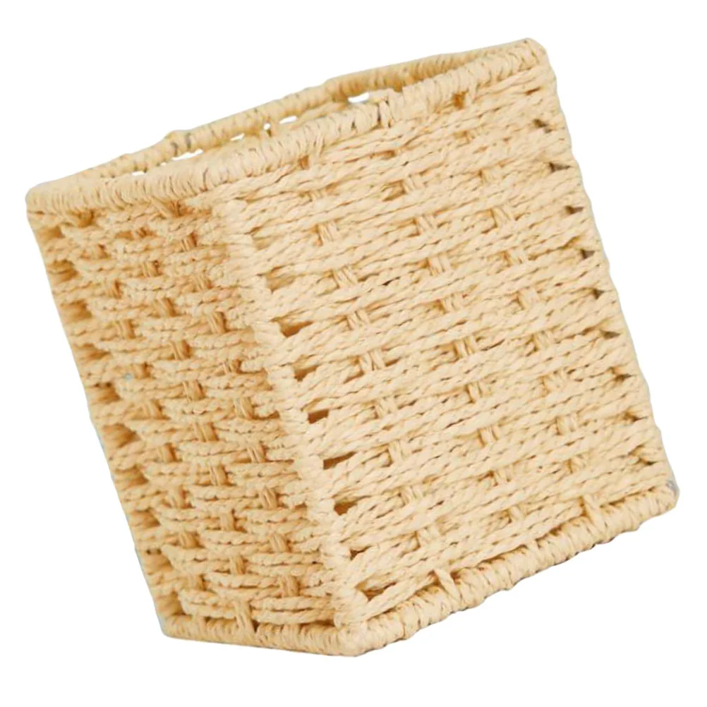 

Pen Rattan Box Holder Brush Organizer Storage Container Basket Woven Makeup Cup Desk Vine Office Pot Baskets Flower Seagrass
