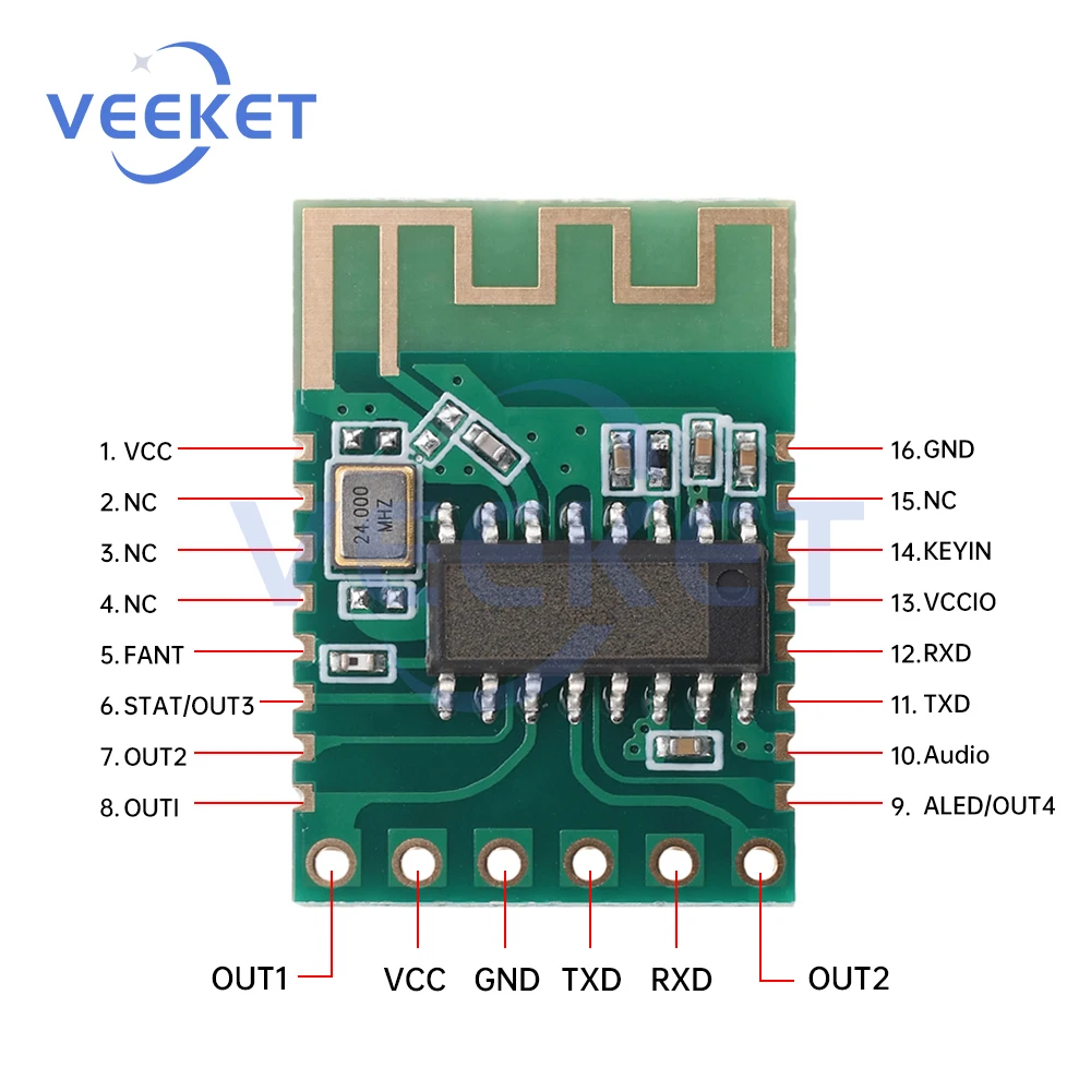 JDY-68A Двухрежимный аудиомодуль BLE Bluetooth 5 1 Плата воспроизведения Последовательный