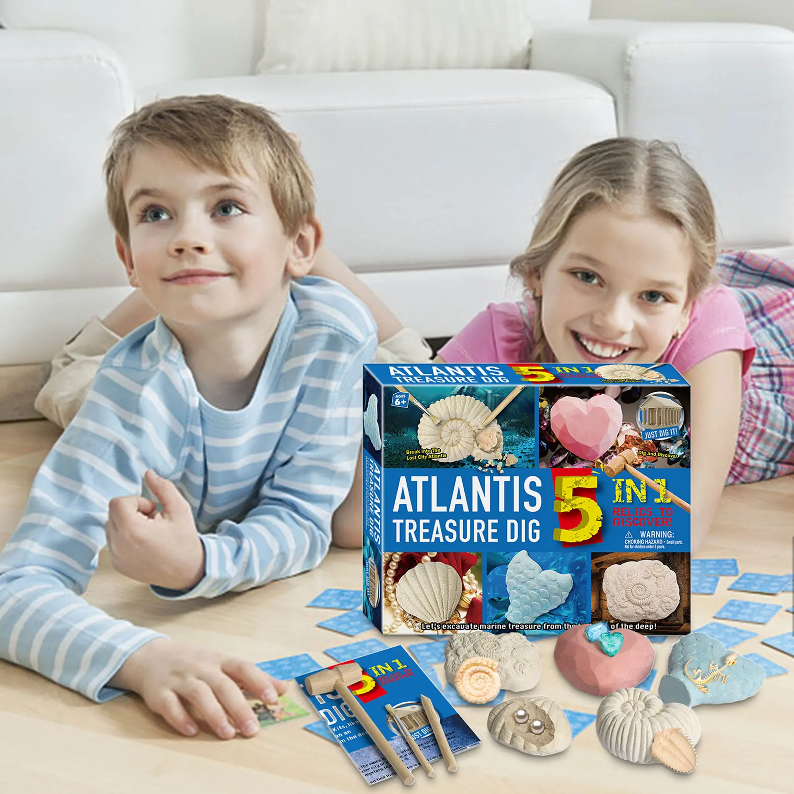 Atlantis Crystal Digging Kit Pearls Excavation Toy Set Fossils and Gemstone Dig with Mining Tools Safe to Use Educational | Игрушки и
