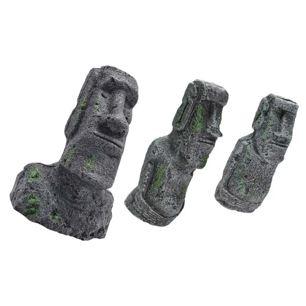 

Island Moai Statue Head Resin Easter Sculpture Ornaments Figure Stone Aquarium Monolith Akivi Decoration Ahureplicas Ornament