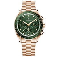 pagani design gold green chronograph top brand luxury moon quartz watch for men 2022 new automatic date wrist watch waterproof