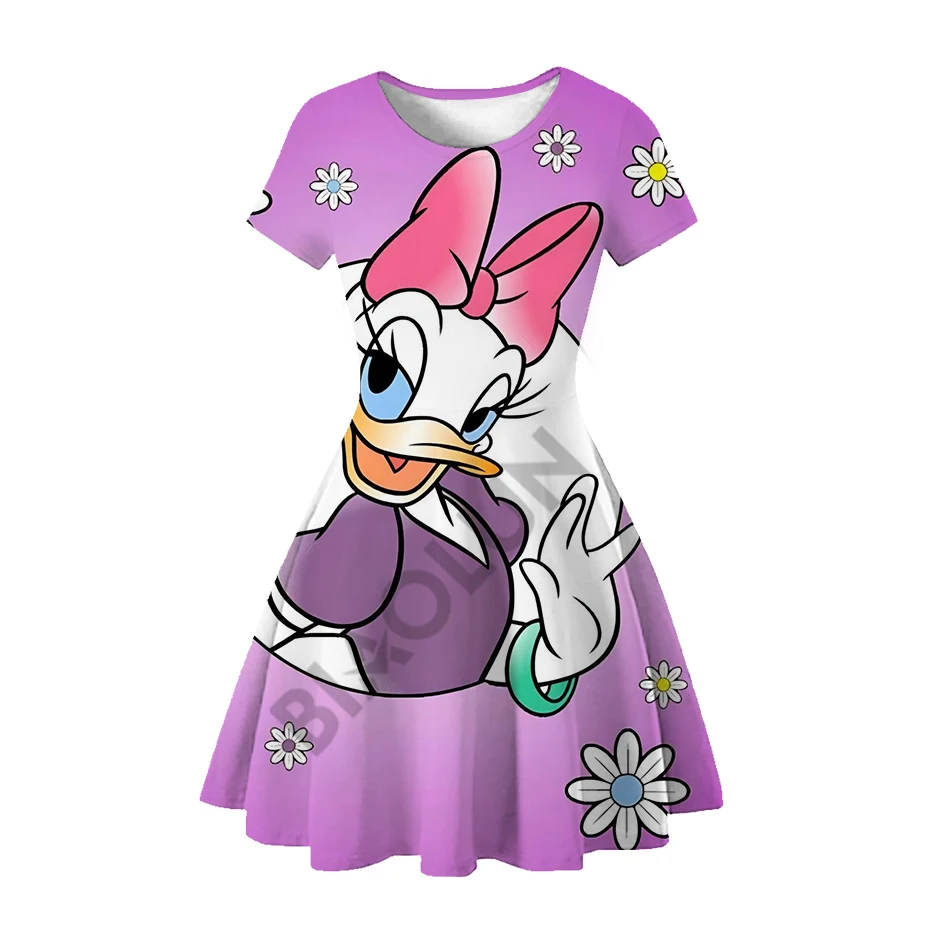 Disney Girls Dress Cosplay Cartoon Costume Kids Summer Beauty Daisy Duck 3D Princess Dress Children Birthday Party Clothing